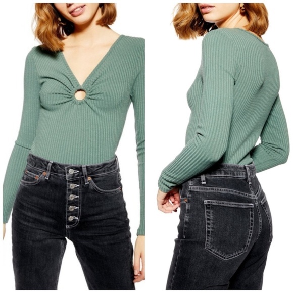 Topshop Tops - ❤ Topshop Hoop Long Sleeve Petite Top
